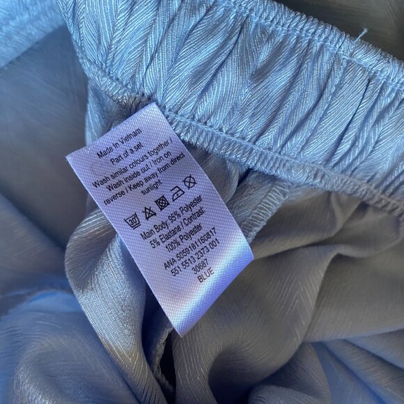 George Blue Satin Traditional Pyjamas SET Lingerie Size 6 - Picture 6 of 9